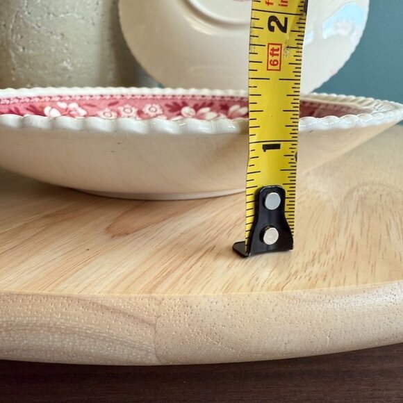 Copeland Spodes Tower Pink Tea Coffee Saucers Lot Of 2 England Floral & Scenic - Picture 9 of 9